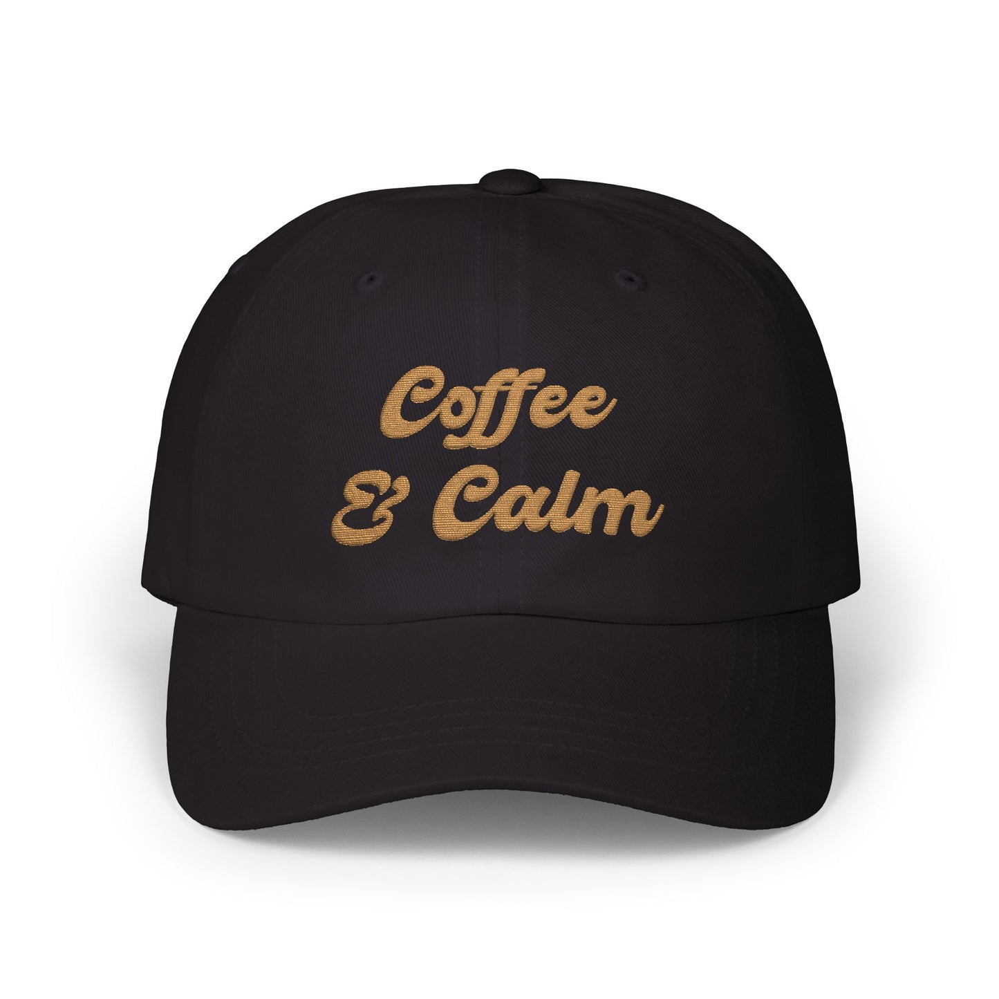 Dad Cap — "Coffee & Calm" Minimalist Embroidered Baseball Coffee Lover Cap