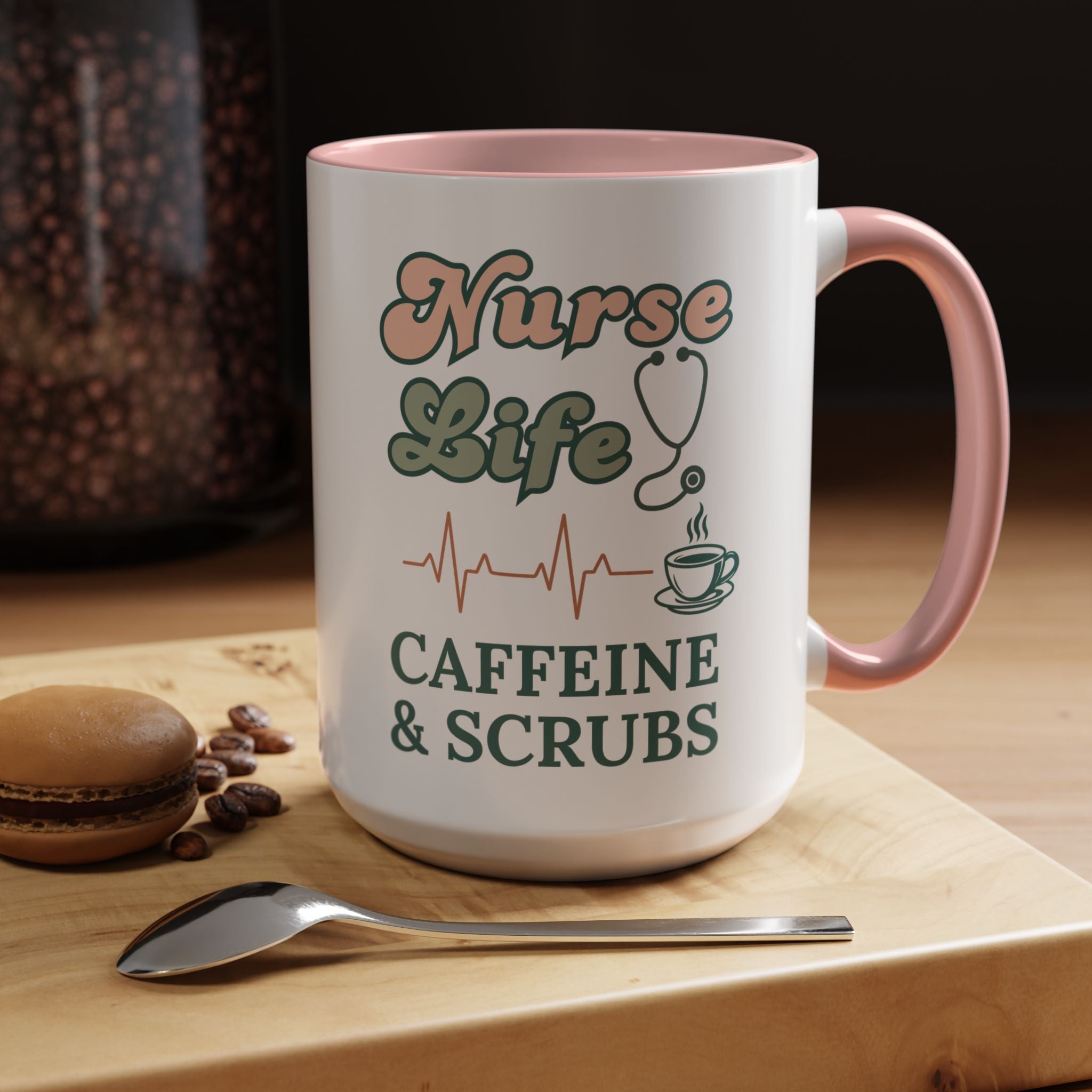 Nurse Life Coffee Mug — "Caffeine & Scrubs" Accent Ceramic Mug