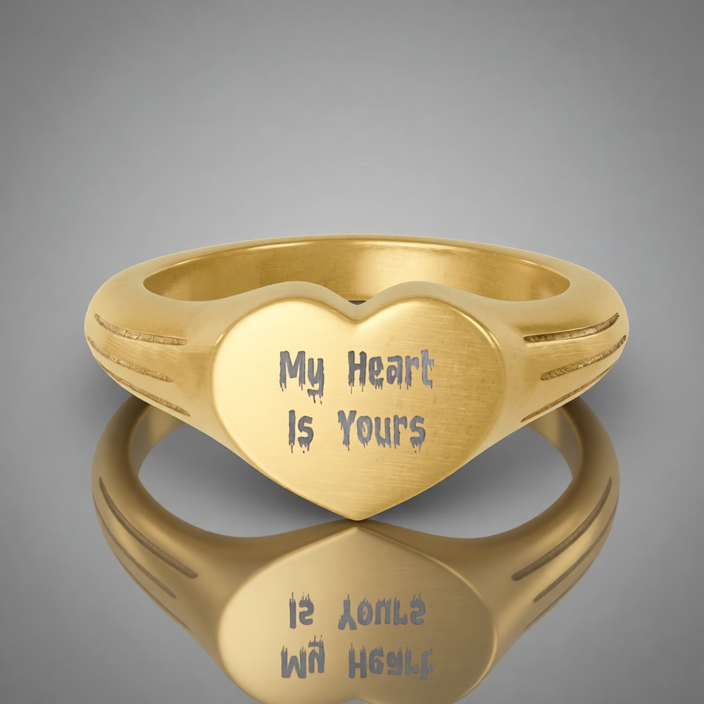 Heart signet ring, Stainless steel engraved heart ring | Personalized Name Ring | Gift for Her | Mother day