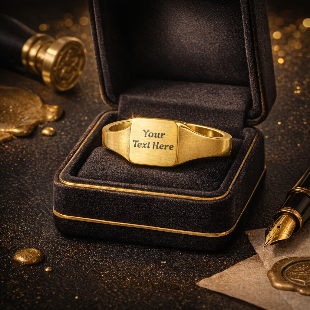 Personalized Name square signet ring | stainless steel engraved | Custom  Jewelry | Gift for her | Finger Ring