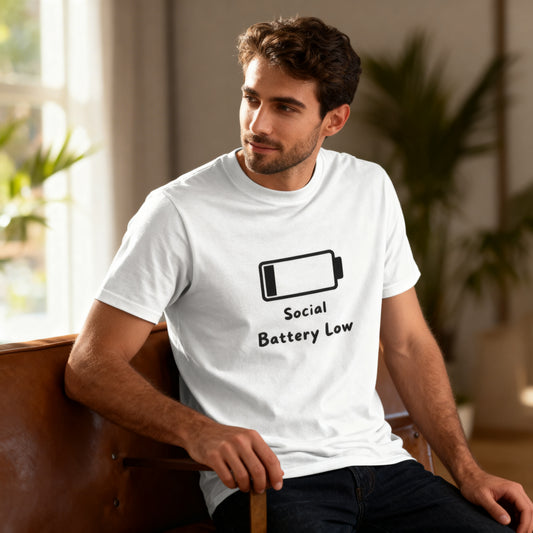 Social Battery Low T Shirt Funny Introvert Tee Sarcastic Quote Shirt Anti Social Humor