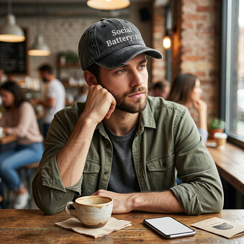 Social Battery 1% Hat Funny Introvert Personalized Text Embroidered Vintage Cap