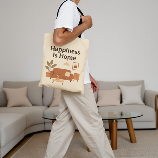 Happiness Is Home tote bag cozy aesthetic canvas bag