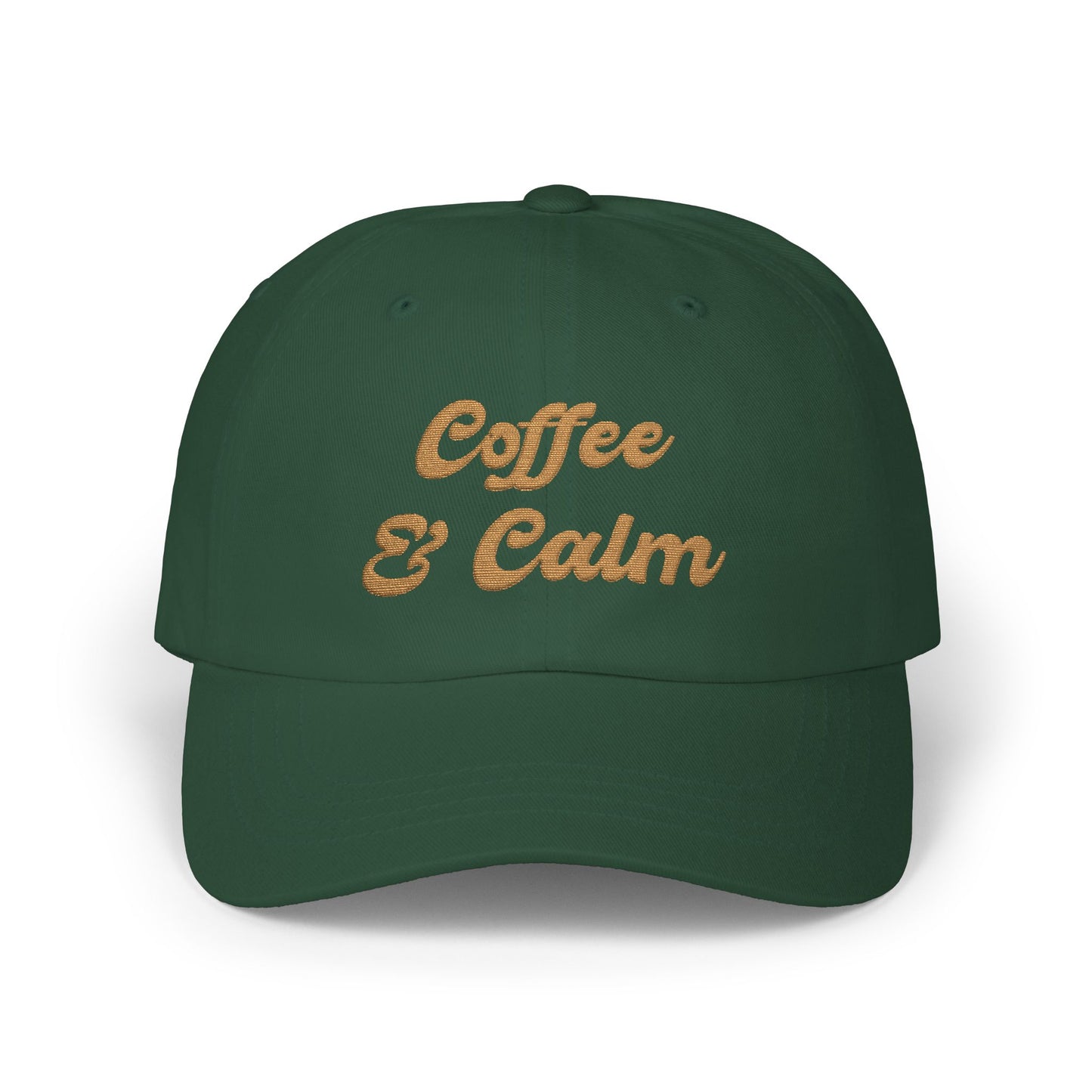 Dad Cap — "Coffee & Calm" Minimalist Embroidered Baseball Coffee Lover Cap
