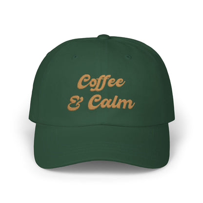 Dad Cap — "Coffee & Calm" Minimalist Embroidered Baseball Coffee Lover Cap