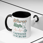 Nurse Life Coffee Mug — "Caffeine & Scrubs" Accent Ceramic Mug