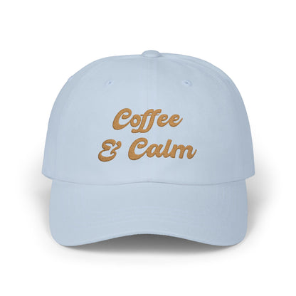 Dad Cap — "Coffee & Calm" Minimalist Embroidered Baseball Coffee Lover Cap
