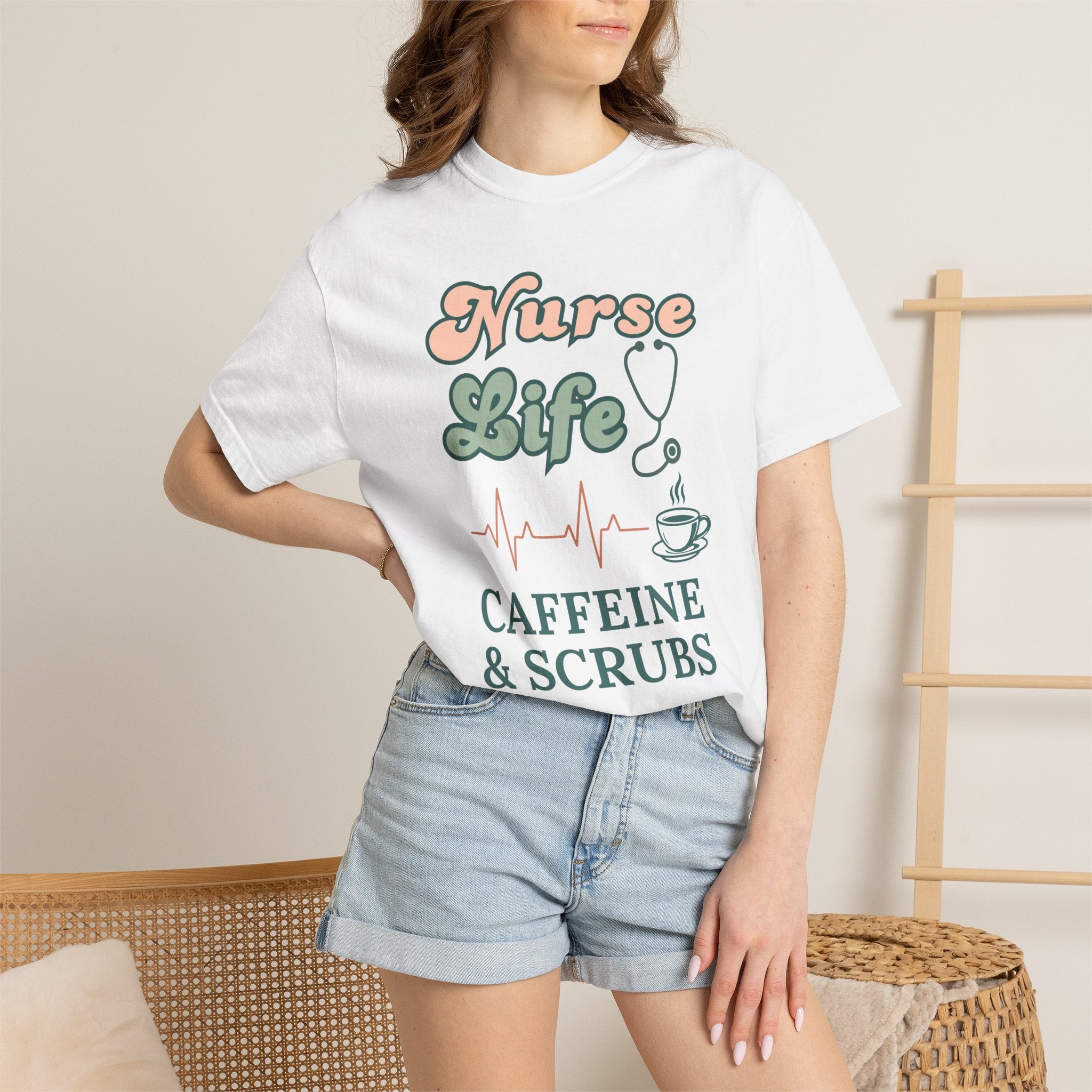 Nurse Life T-Shirt — Caffeine & Scrubs Graphic Tee for Nurses