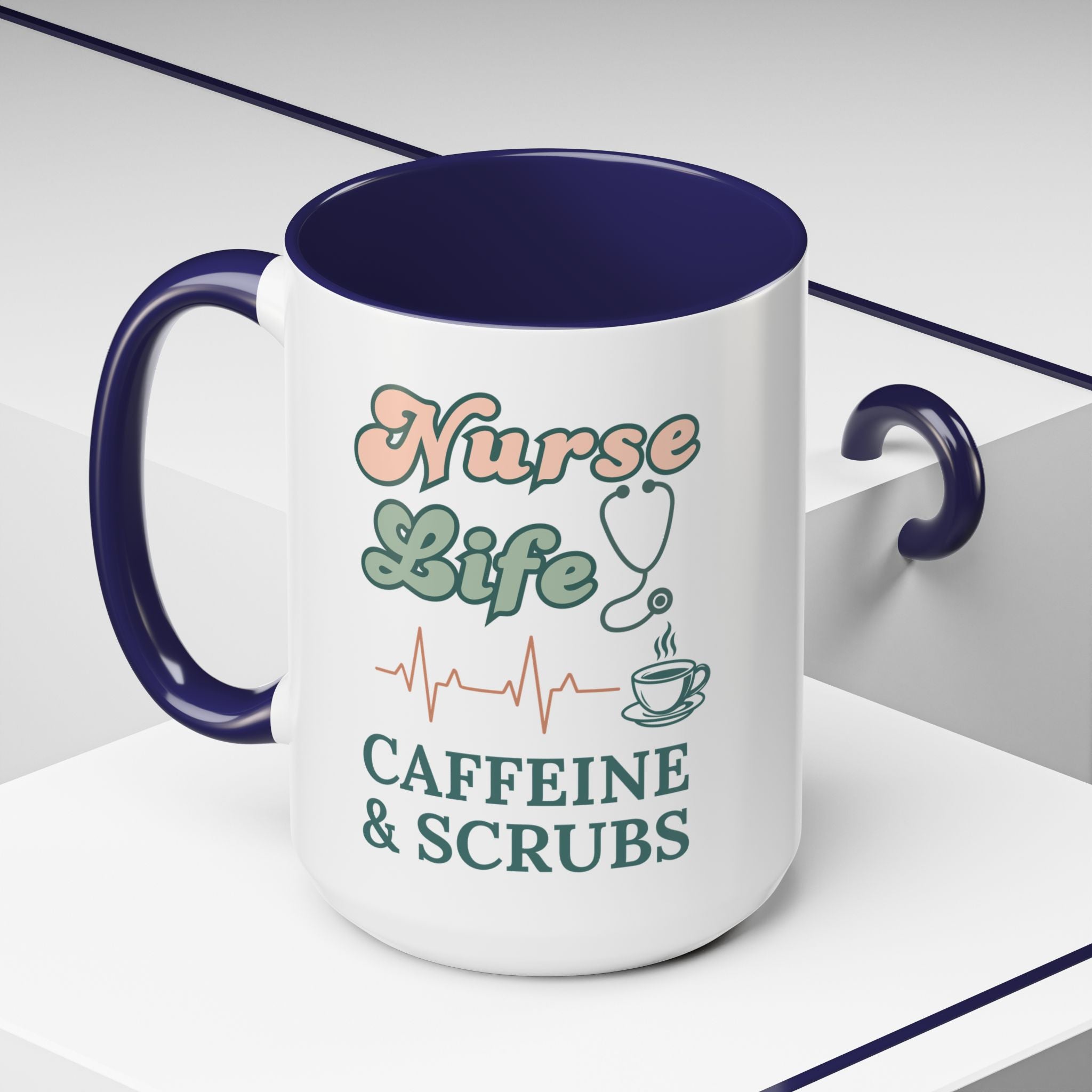 Nurse Life Coffee Mug — "Caffeine & Scrubs" Accent Ceramic Mug