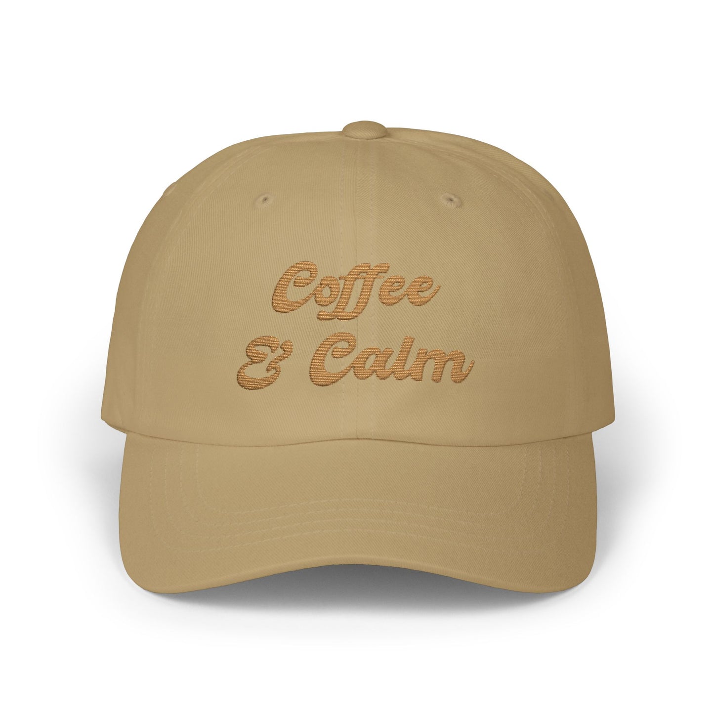 Dad Cap — "Coffee & Calm" Minimalist Embroidered Baseball Coffee Lover Cap