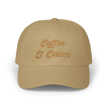 Dad Cap — "Coffee & Calm" Minimalist Embroidered Baseball Coffee Lover Cap