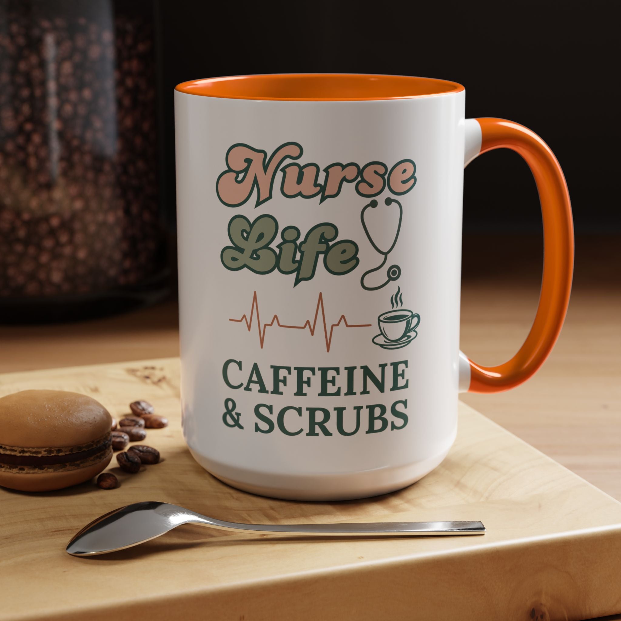 Nurse Life Coffee Mug — "Caffeine & Scrubs" Accent Ceramic Mug