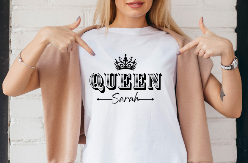 Customize King &amp; Queen Matching T-Shirt Design | Canva Editable Template
