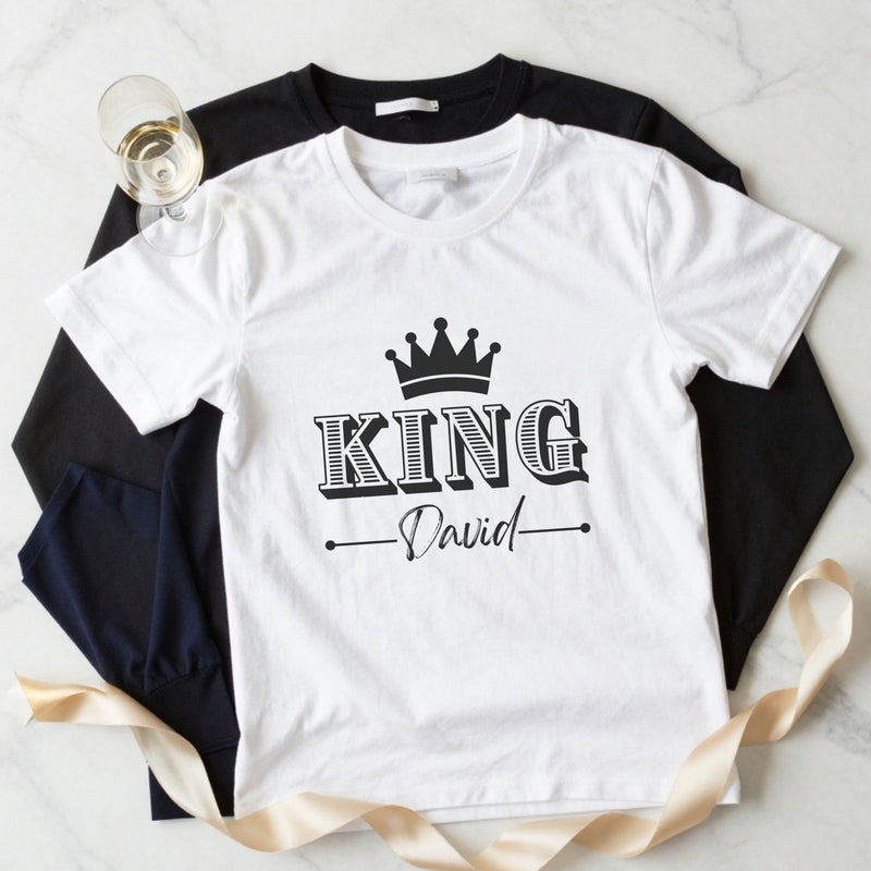 Customize King &amp; Queen Matching T-Shirt Design | Canva Editable Template