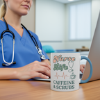 Nurse Life Coffee Mug — "Caffeine & Scrubs" Accent Ceramic Mug